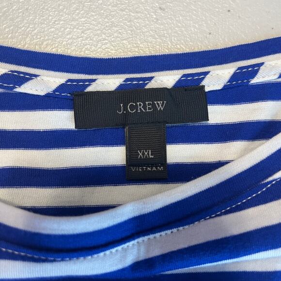 J Crew Navy Blue White Stripe Knit Long Sleeve Back Knot Twist Boat Neck Top XXL - Picture 6 of 9